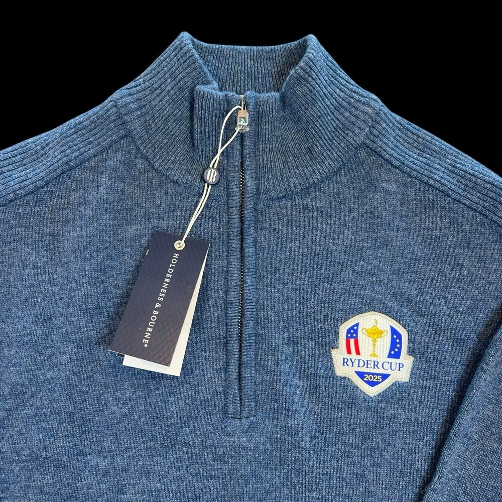 2025 Ryder Cup Mens Holderness & Bourne Wool & Cashmere Golf Sweater Navy Blue⛳️